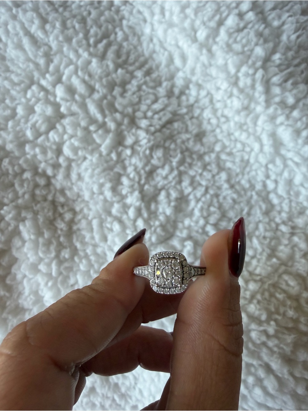 Silver Halo Multi-Stone Ring with White Stones